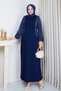 Women's Mercerized Knitwear Dress with Silk Kupra Detail on the Side - 4