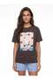 Brown Soft Stretch Fabric Crew Neck Relaxed Fit Printed Short Sleeve T-Shirt with Embroidery Detail - 2