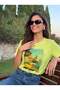 Pistachio Green Cotton Crew Neck Short Sleeve Italy Themed Printed Design T-Shirt