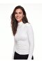 White Soft Touch Half Turtleneck Long Sleeve Basic Knitted Blouse with Gathered Sides - 4