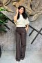 Premium Quality Mid-Waist Wide-Leg Fabric Trousers Sun546 - 4