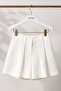 White Woven Fabric High-Waisted Pleated Detailed Adjustable Elastic Form Mini Shorts