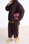 Women's Shirt Collar Button Detail Jacket Suit Brown - 6