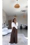 Brown Thin Satin Zr Model Draped Tiril Pants - 2