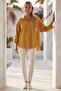 Mustard Shirt with Collar, Cuffed Sleeves, Buttoned Pockets, Casual Tencel Fabric Woven Shirt 68 67 - 7