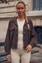 Brown Shirt Collar Cuffed Sleeves Snap Fasteners Casual Tencel Fabric Oversize Woven Jacket 65 75 - 4