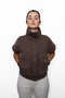 Women's Aura Snap Fastener Waist Adjustable Bomber Vest Brown - 2