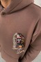 Mona Lisa Printed Oversize Hooded Sweatshirt with Kangaroo Pocket - 3