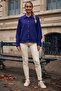 Dark Blue Shirt Collar Cuffed Sleeves Snap Fasteners Casual Tencel Fabric Oversize Woven Jacket 65 75 - 4