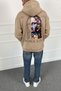 Mona Lisa Printed Oversize Hooded Sweatshirt with Kangaroo Pocket - 6