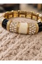 Women's Gold Color Black and White Crystal Stone Special Design Stylish Bracelet - 2