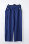 Dark Blue Shirt Collar Cuffed Sleeves Elastic Waist Tencel Fabric Woven Bottom Top Set 68-104 67-60 - 3