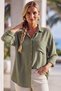 Khaki Shirt with Collar, Cuffed Sleeves, Buttoned Pockets, Casual Tencel Fabric Woven Shirt 68 67 - 6