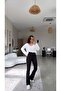 Black Spanish Flared Leggings with Gathered Waist Detail - 2