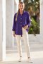 Purple Shirt with Collar, Cuffed Sleeves, Buttoned Pockets, Casual Tencel Fabric Woven Shirt 68 67 - 7