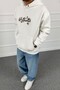 Embroidered Oversize Hooded Sweatshirt with Kangaroo Pocket - 5