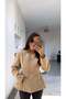 Khaki Gold Snap-Collar Trench Coat with Waist Fit - 5