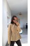 Khaki Gold Snap-Collar Trench Coat with Waist Fit - 2