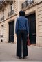 Buttoned Zippered Short Denim Jacket Navy Blue - 4