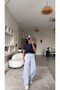 Gray Melange Modal Drawstring Elastic Pants - 3