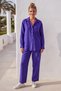 Purple Shirt Collar Cuffed Sleeves Pocket Elastic Waist Tencel Fabric Woven Bottom Top Set 68-104 67-60 - 7