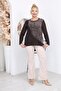 Plus Size Stoned Modal Fabric Blouse - 5