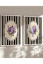 Natural Wood Framed 2-Piece Lilac Flower Patterned Wall Decor Painting Set for Living Room Living Bedroom
