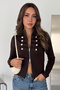 Women's Napoleon Buttoned Zippered Steel Jacket - 3