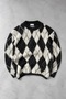 Men's Diamond Patterned Regular Soft Textured Knit Sweater - Black