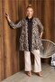 Plus Size Zippered Patterned Tunic Cardigan - 3