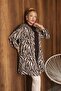 Plus Size Zippered Patterned Tunic Cardigan - 6