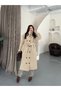 Women's Long Belted Double-Breasted Buttoned Stand-Up Collar Epaulet Seasonal Trench Coat - 3