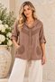 Washed Cotton Capri Sleeve Women's Buttoned Jacket - 2
