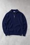 Men's Half-Zip Knitted Patterned Regular Soft Textured Knitwear Sweater - Navy Blue