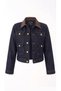 Women's Dark Jacket with Collar Detail and Pockets Denim Jacket - 2