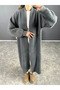 Women's Oversized Long Knit Cardigan – Pink, Stone, Beige, Black, Brown, Yellow, Baby Blue - Standard Size - 3