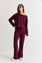 Women's Plum Boat Neck Loose Blouse High Waist Spanish Flare Pants Modal Basic Set 12281 60286556 - 6