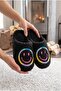 Unisex Black Color Smile Smiling Face Embroidered Soft Plush Washable House Slippers Non-Slip Silent Sole