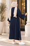 Women's Gold Brooched Long Denim Jeans Hijab Kimono Sb0064 - 5