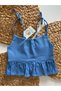 Honey Mousse Craft Girls' Cotton Strap Blouse - Honey Top Blue Mist - 3