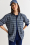 Women's Ecru-Khaki Oversize Plaid Patterned Lumberjack Shirt Dg261035 60286552 - 3