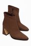 Brown Suede Women's Thick Heeled Boots - 4
