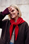 Women's Soft Textured Triangle Form Knitwear Scarf Shoulder Shawl Red 27W5009