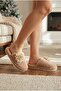 Women's Beige Plush Rose Detailed House Slippers - 2