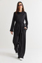 Women's Black Degaje Collar Belted Modal Palazzo Trousers Set 597 60286555 - 3