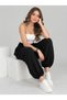 Black High Waist Elastic Leg Shalwar Trousers Bohemian Relaxed Fit Casual Summer Low Network Stretchy Pants - 4
