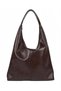 Women's Brown Oversize Shoulder Bag - Soft Textured Faux Leather Bag - Large Size Casual Vintage Shoulder Bag - 4