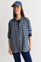 Women's Ecru-Khaki Oversize Plaid Patterned Lumberjack Shirt Dg261035 60286552 - 2