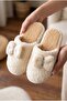 Women's White Plush Home/Room Slippers with Ribbons and Stones