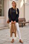 Black Polo Collar Long Sleeve Metal Buttoned Thin Sequined Ribbed Hem Casual Knitwear Sweater 66 62 - 4